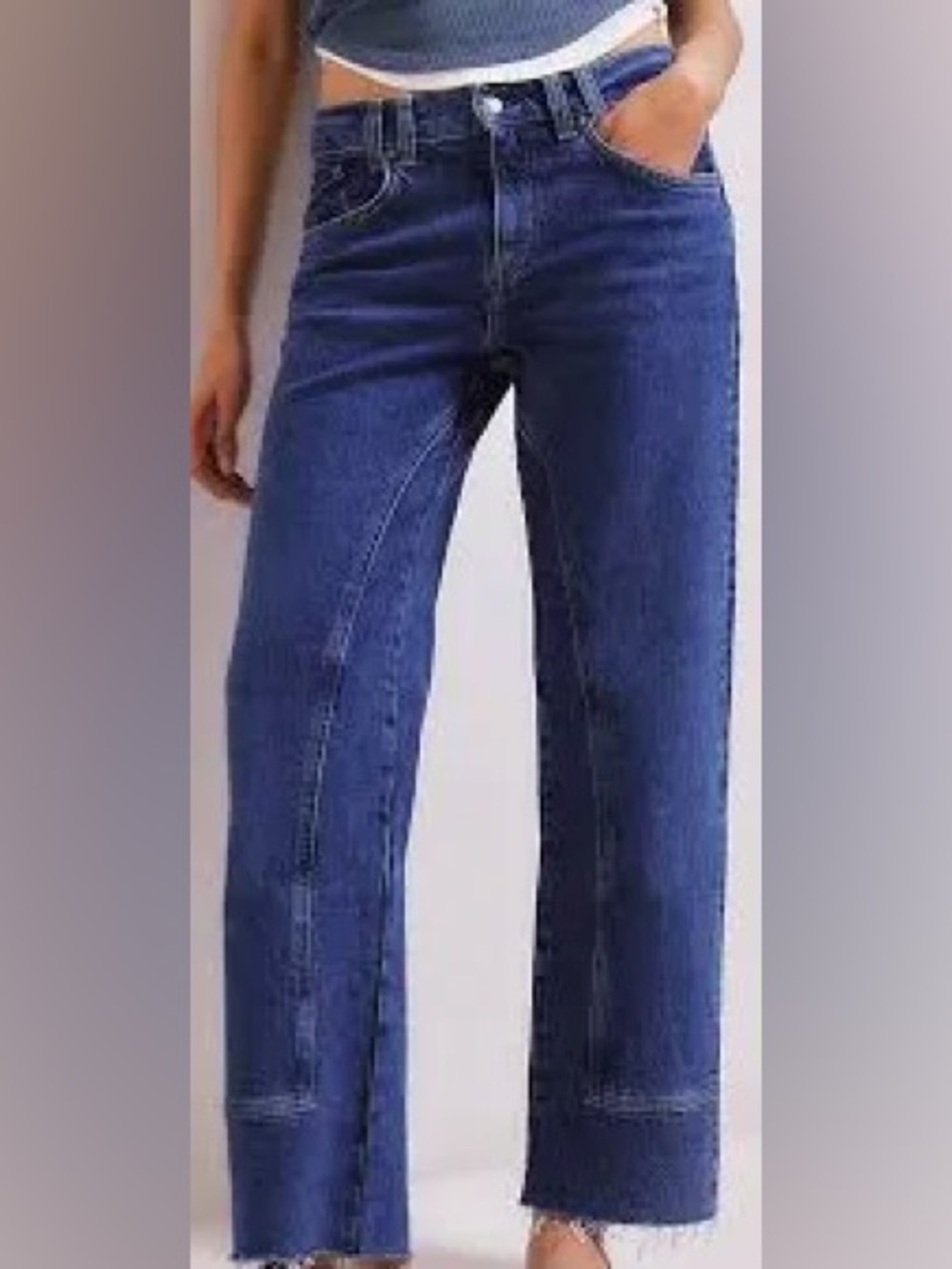 WOMENS WE THE FREE BLUE RISK TAKER HIGH RISE STRAIGHT JEANS SIZE 24